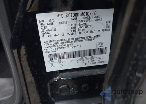 2008 Ford F-250 Fx4/Harley-Davidson/King Ranch/Lariat/Xl/Xlt z USA, uszkodzony, nr VIN 1FTSW21R78EC64816